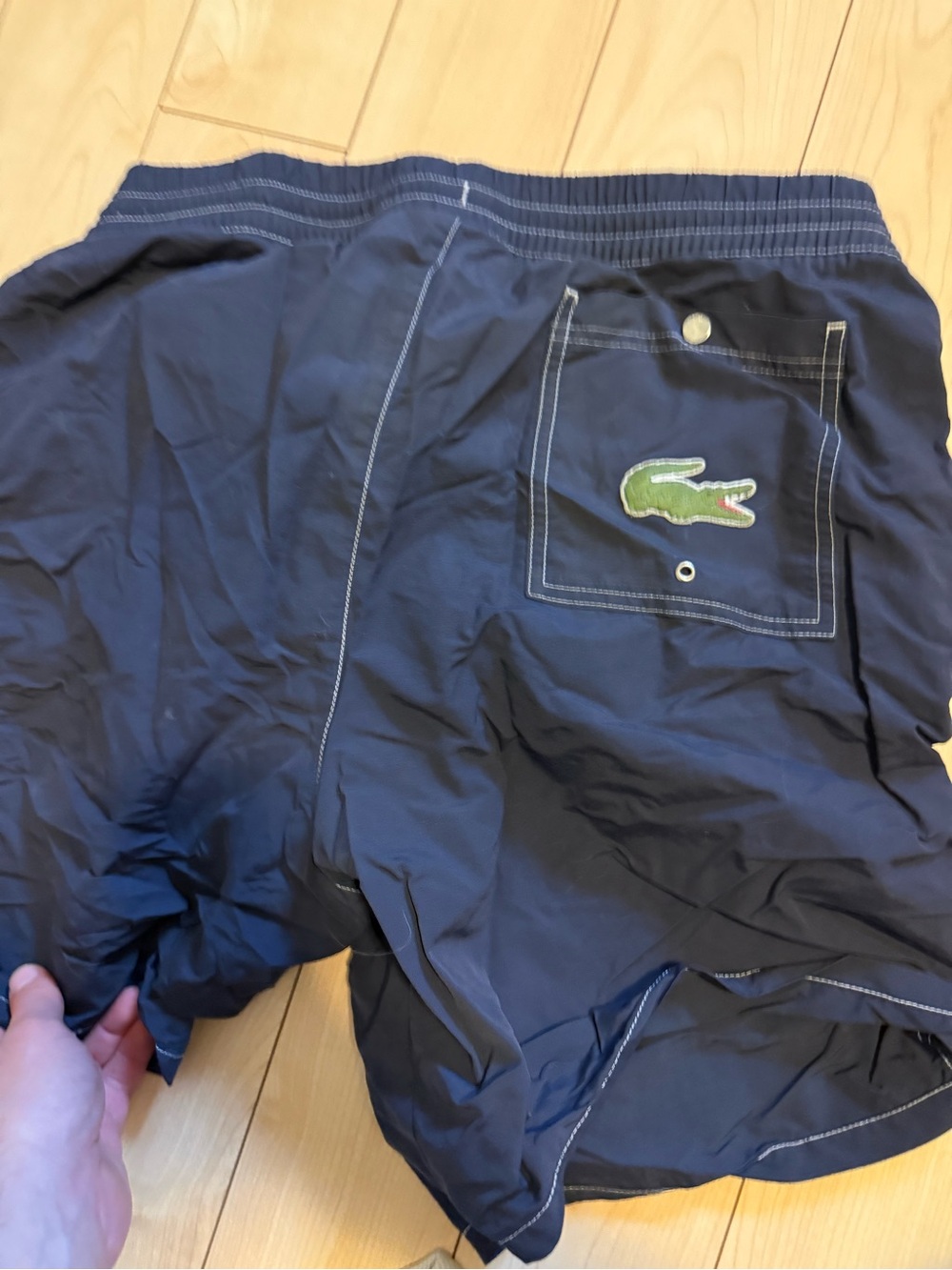 Lacoste Men’s Navy Crocodile Logo Swim Shorts